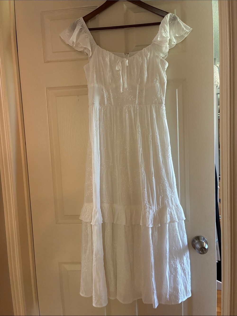 Francesca's Collections White Eyelet Maxi Dress
